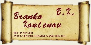 Branko Komlenov vizit kartica